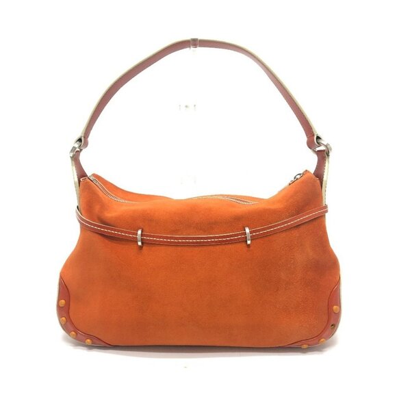 TOD’S Logo charm Bag one shoulder Hand Bag Shoulder Bag Leather / suede Orange - Picture 2 of 11